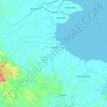 Mapa topográfico Bram Itam, altitude, relevo