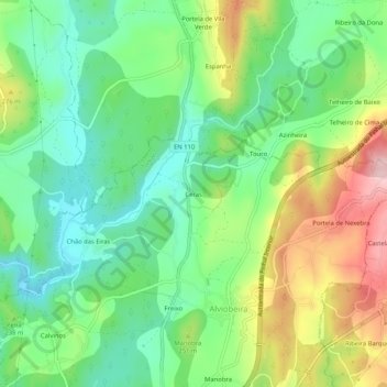 Mapa topográfico Ceras, altitude, relevo