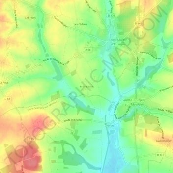 Mapa topográfico Montboulin, altitude, relevo