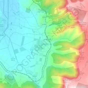 Mapa topográfico Artómaña, altitude, relevo