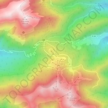 Mapa topográfico Col de l’Agus, altitude, relevo