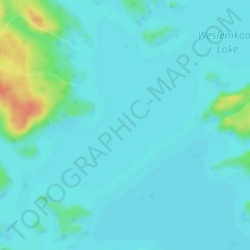 Mapa topográfico Weslemkoon Lake, altitude, relevo