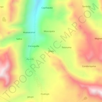 Mapa topográfico Chalo, altitude, relevo