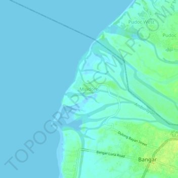 Mapa topográfico Mindoro, altitude, relevo