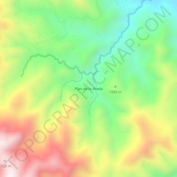 Mapa topográfico Plan de la Arada, altitude, relevo