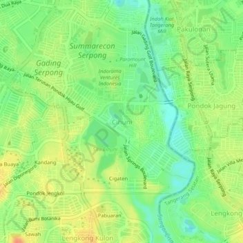 Mapa topográfico Cihuni, altitude, relevo
