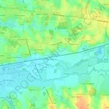 Mapa topográfico Champvent, altitude, relevo