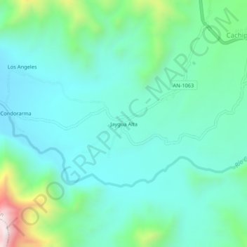 Mapa topográfico Jaygua Alta, altitude, relevo