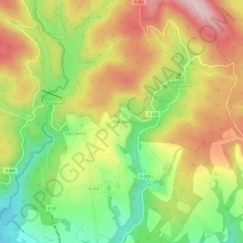 Mapa topográfico Cals Haut, altitude, relevo