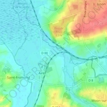 Mapa topográfico Les Andrieux, altitude, relevo