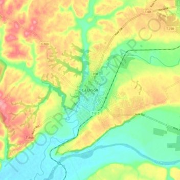 Mapa topográfico La Unión, altitude, relevo