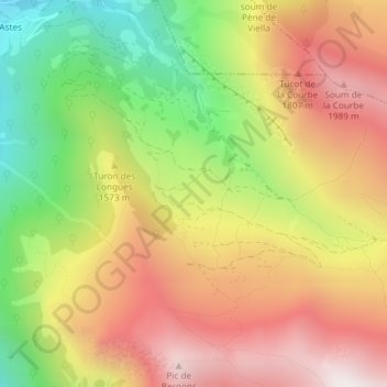 Mapa topográfico L'Estibe, altitude, relevo