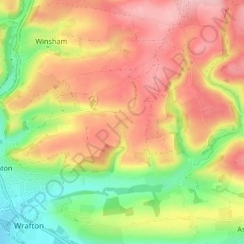 Mapa topográfico Ash Barton, altitude, relevo
