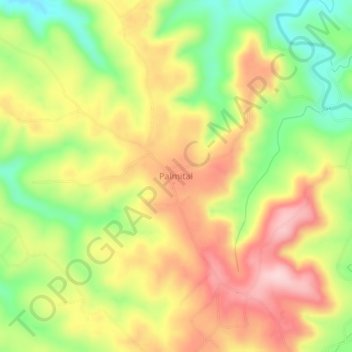 Mapa topográfico Palmital, altitude, relevo