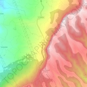 Mapa topográfico Benavent de la Conca, altitude, relevo