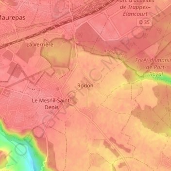 Mapa topográfico Rodon, altitude, relevo