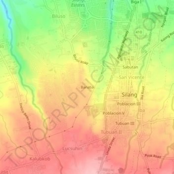 Mapa topográfico San Miguel II, altitude, relevo