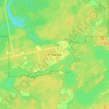 Mapa topográfico Pinawa, altitude, relevo