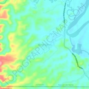Mapa topográfico Maningalao, altitude, relevo