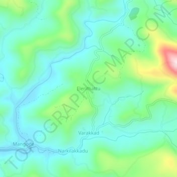 Mapa topográfico Elerithattu, altitude, relevo
