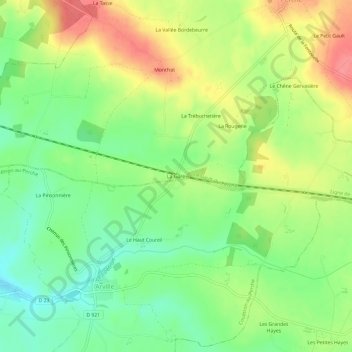 Mapa topográfico La Gare, altitude, relevo