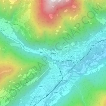 Mapa topográfico Magras, altitude, relevo