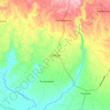 Mapa topográfico Ciracap, altitude, relevo