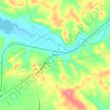 Mapa topográfico Denver, altitude, relevo