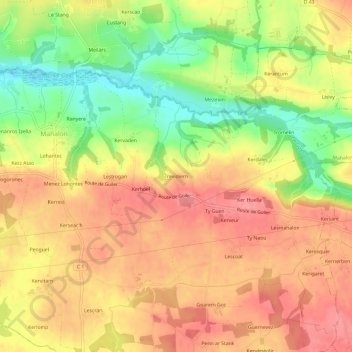 Mapa topográfico Trevidiern, altitude, relevo