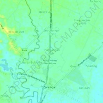 Mapa topográfico Inagdangan Sur, altitude, relevo
