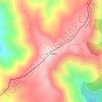 Mapa topográfico Busbeirón, altitude, relevo