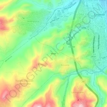 Mapa topográfico Muoio, altitude, relevo