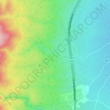 Mapa topográfico Combe de las Graoulos-Est, altitude, relevo