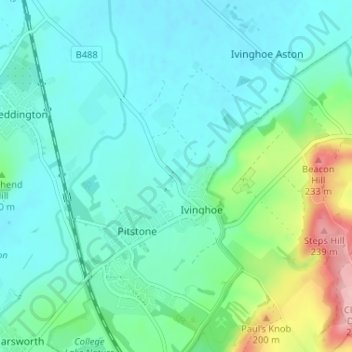 Mapa topográfico Ford End, altitude, relevo