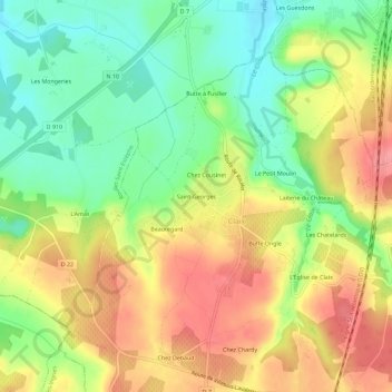 Mapa topográfico Saint-Georges, altitude, relevo