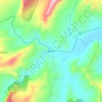 Mapa topográfico Nariño, altitude, relevo