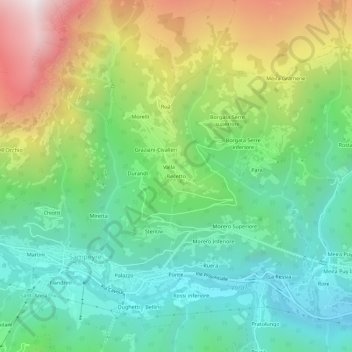Mapa topográfico Becetto, altitude, relevo