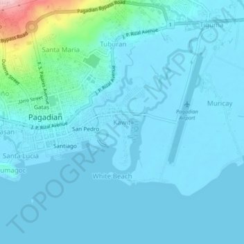 Mapa topográfico Kawit, altitude, relevo