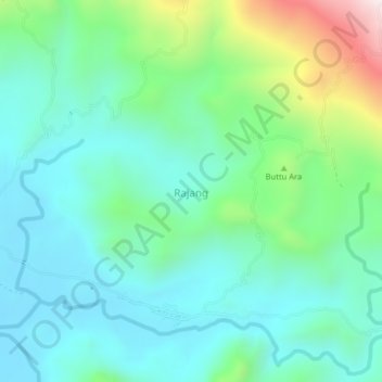 Mapa topográfico Rajang, altitude, relevo