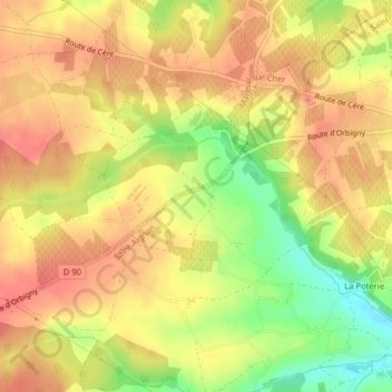 Mapa topográfico Les Arraches, altitude, relevo