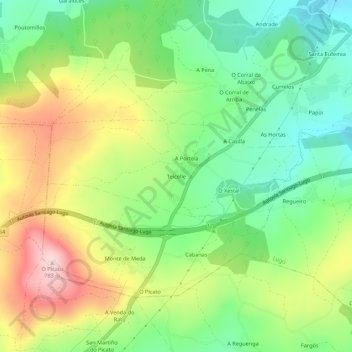 Mapa topográfico Teicelle, altitude, relevo
