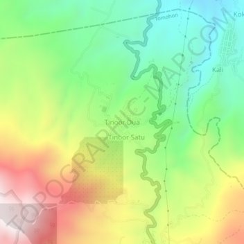 Mapa topográfico Tinoor Dua, altitude, relevo