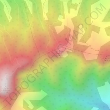 Mapa topográfico corazón de agua, altitude, relevo