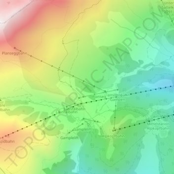 Mapa topográfico Komperdell, altitude, relevo