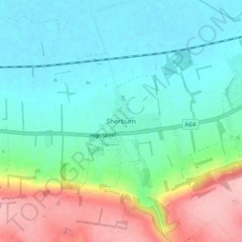 Mapa topográfico Sherburn, altitude, relevo