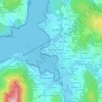 Mapa topográfico O Cruceiro de Barro, altitude, relevo