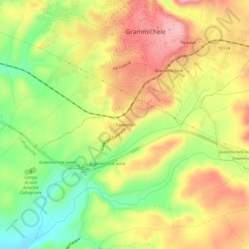 Mapa topográfico Favarella, altitude, relevo