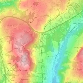 Mapa topográfico Lecy, altitude, relevo