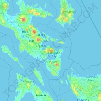 Mapa topográfico Pocdol Mountains, altitude, relevo