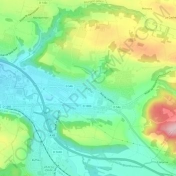 Mapa topográfico Ruy, altitude, relevo